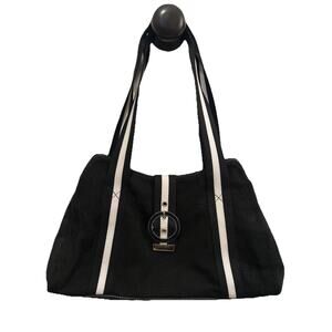 The Sak Y2K Purse Women’s‎ Black White Knit Sporty Shoulder Bag Purse Buckle EUC